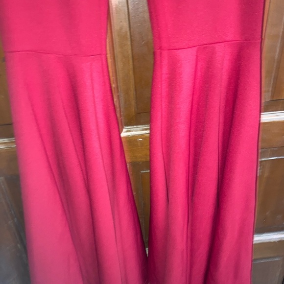 Red Solid Ruffle Flare Pants Vintage Disco Wide Leg Bell Bottom Pants Size S - Picture 4 of 4